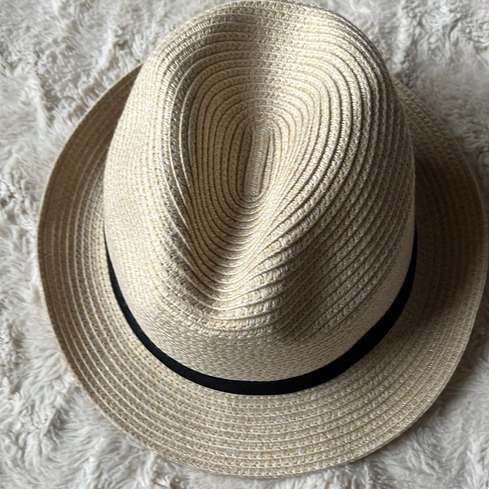 Goorin Bros. "Fine Day" Beige Straw Fedora Hat w/Pinstripe Band Size M - Picture 2 of 5